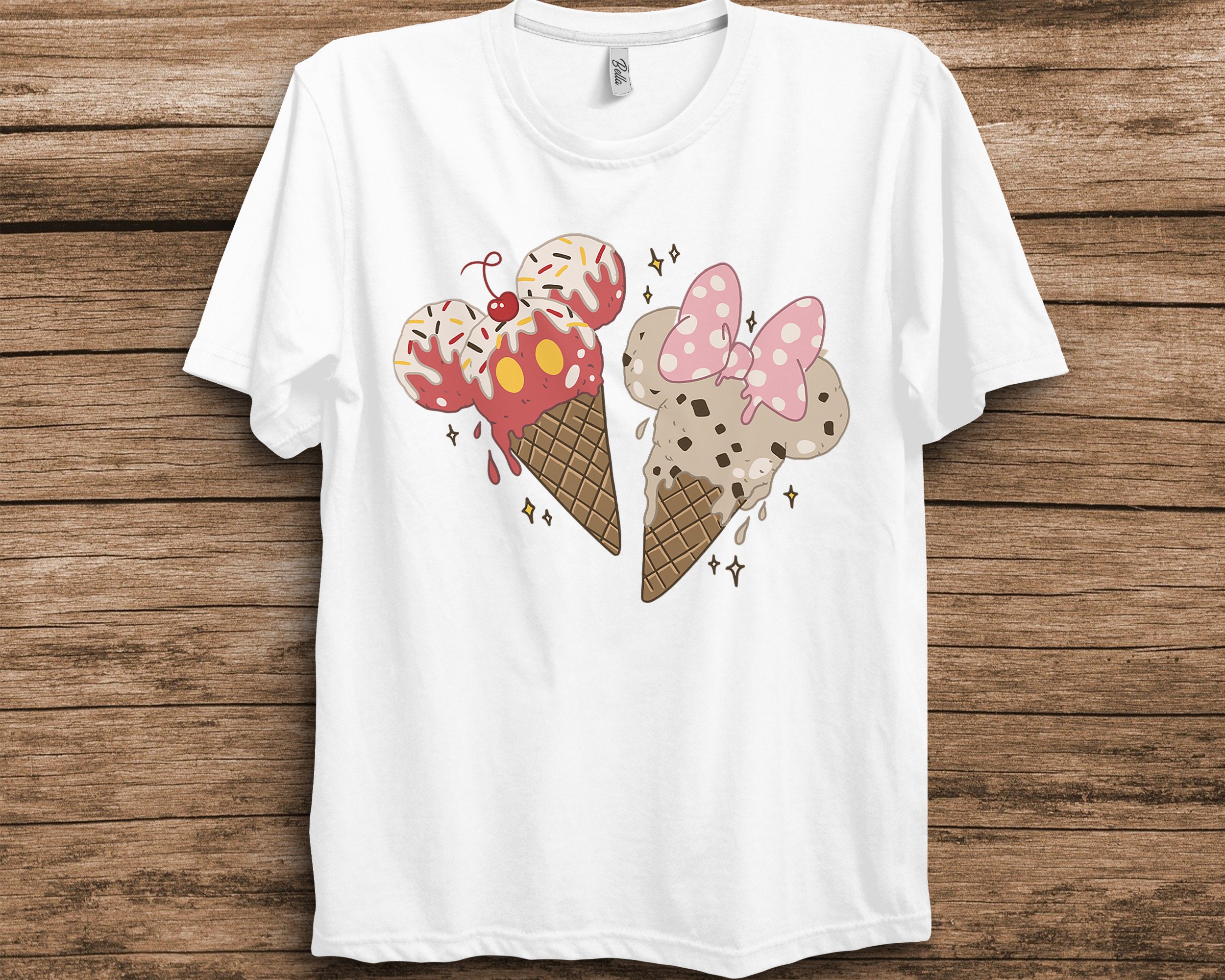 Mickey & Minnie Ice Cream Cones Disney Unisex T-Shirt Mickey & Minnie Ice Cream Cones Disney Unisex T-Shirt