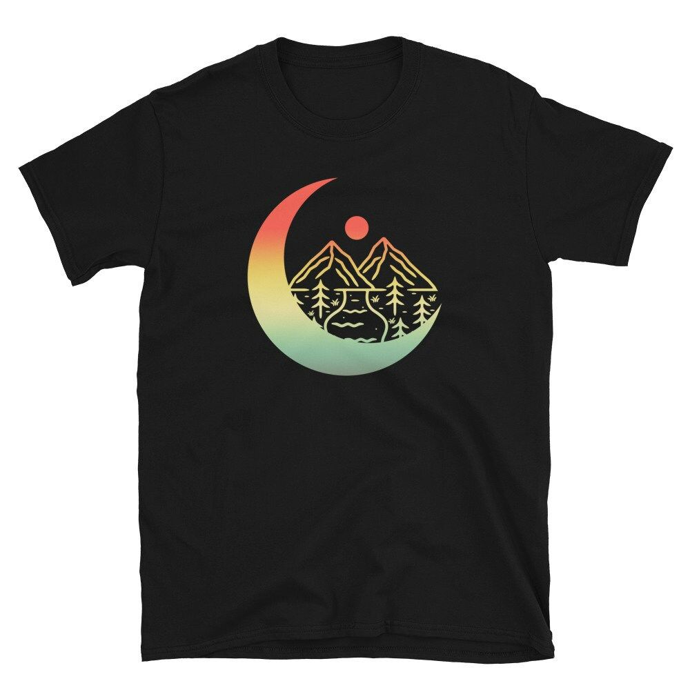 Moon and Mountain Stream Outdoorsman Hiker Unisex T-Shirt Moon and Mountain Stream Outdoorsman Hiker Unisex T-Shirt