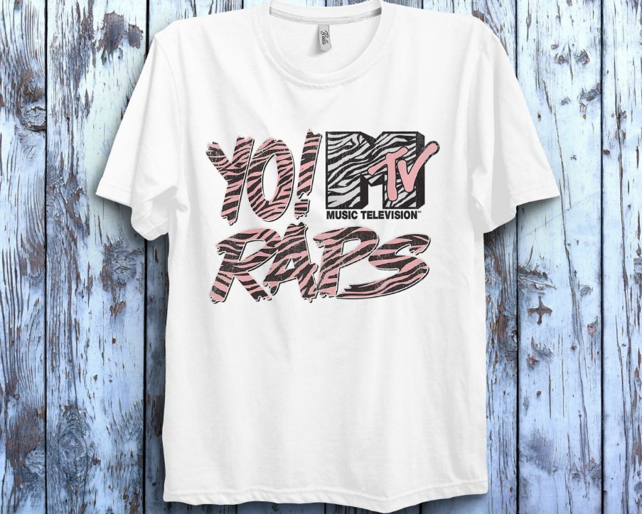 MTV Yo Raps Pink Zebra Pattern Graphic T-Shirt MTV Yo Raps Pink Zebra Pattern Graphic T-Shirt