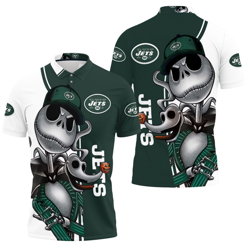 New York Jets Jack Skellington And Zero Polo Shirt All Over Print Shirt 3d T-shirt New York Jets Jack Skellington And Zero Polo Shirt All Over Print Shirt 3d T-shirt