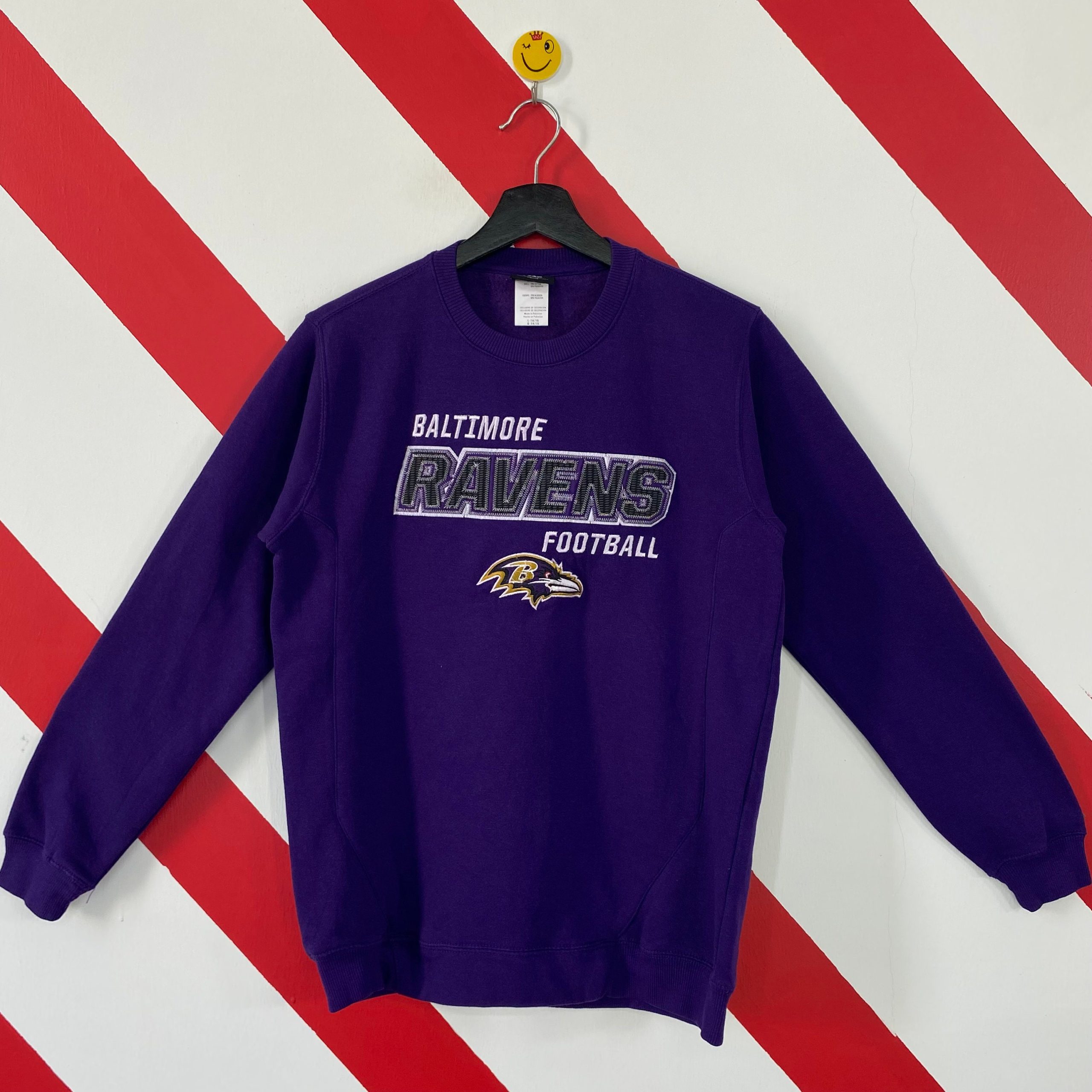 Nfl Baltimore Ravens Embroidery Logo Purple Youth Large Unisex Sweatshirt Nfl Baltimore Ravens Embroidery Logo Purple Youth Large Unisex Sweatshirt