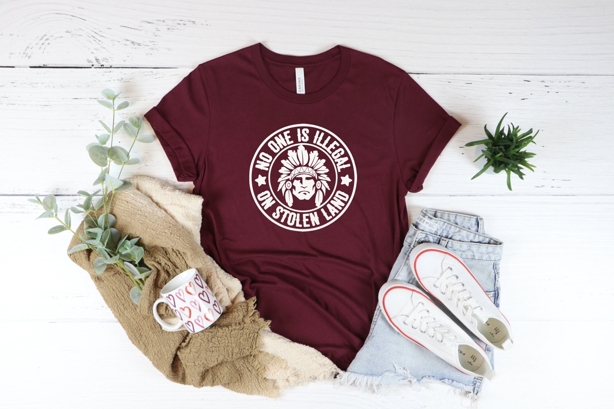 No One Is Illegal On Stolen Land Native American Unisex T-Shirt No One Is Illegal On Stolen Land Native American Unisex T-Shirt