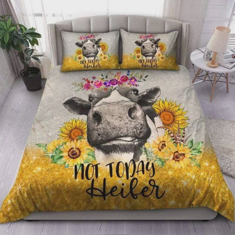 Not Today Heifer Cow Sunflower Cotton Bedding Sets Not Today Heifer Cow Sunflower Cotton Bedding Sets