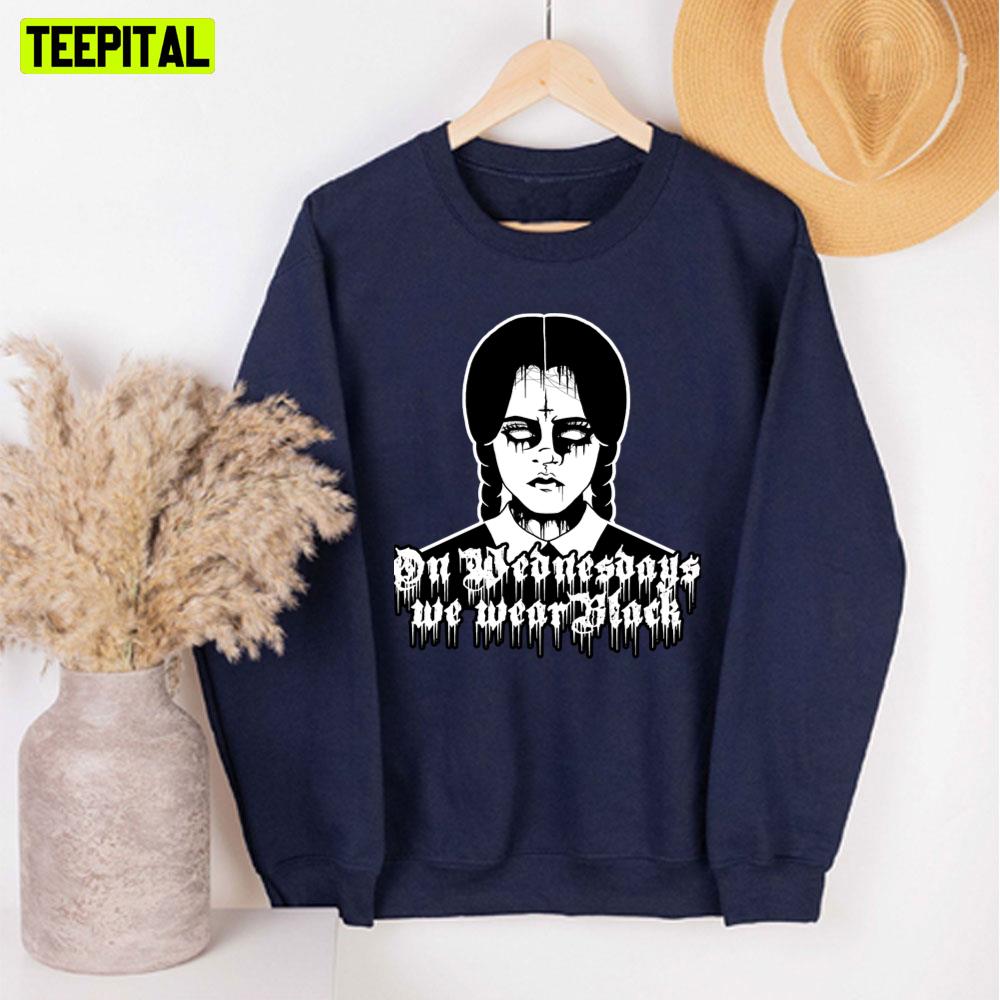 On Wednesdays We Wear Black Addams Wednesday Unisex Sweatshirt On Wednesdays We Wear Black Addams Wednesday Unisex Sweatshirt