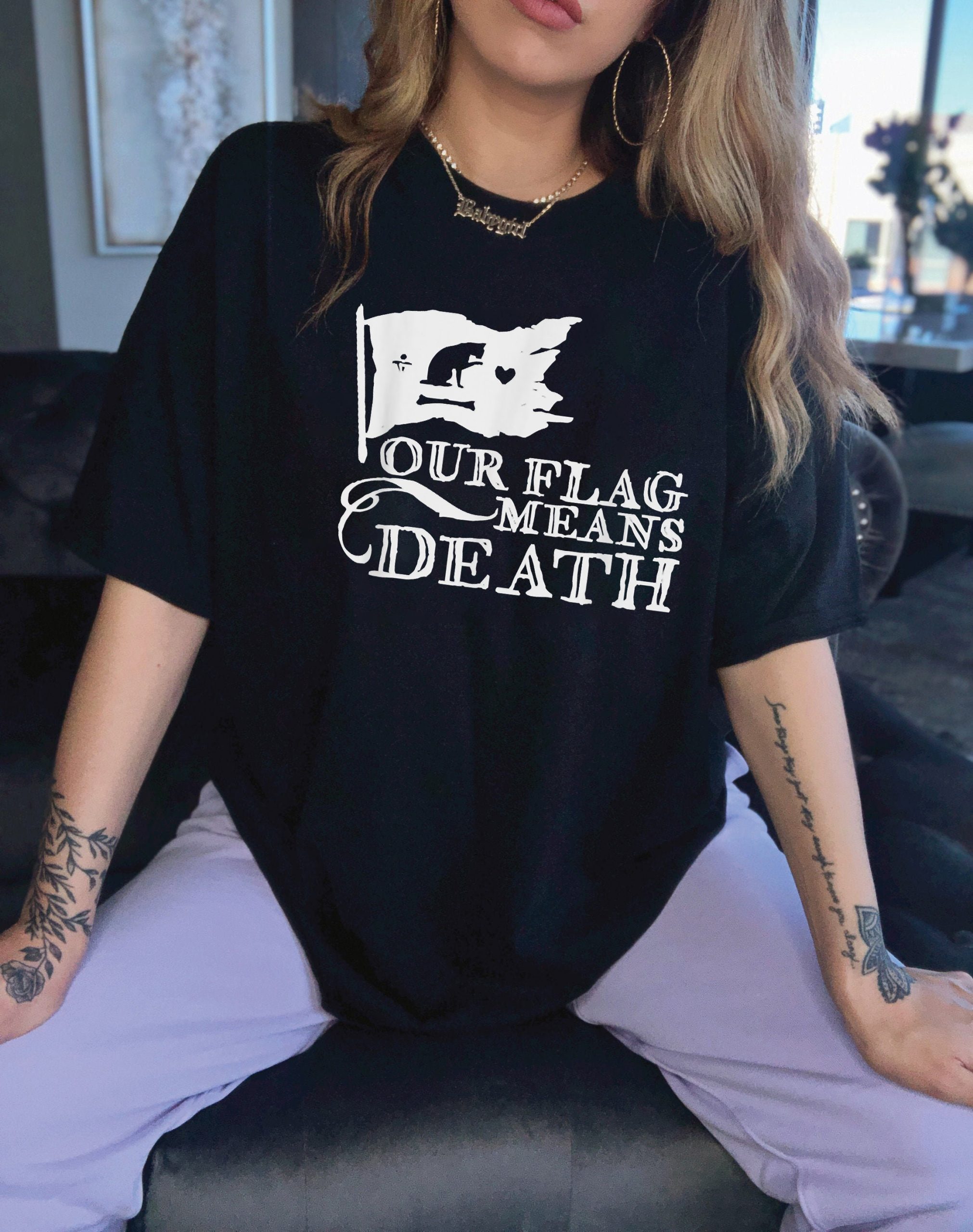 Our Flag Means Death Cat Crewneck Cat Lover Unisex T-Shirt Our Flag Means Death Cat Crewneck Cat Lover Unisex T-Shirt