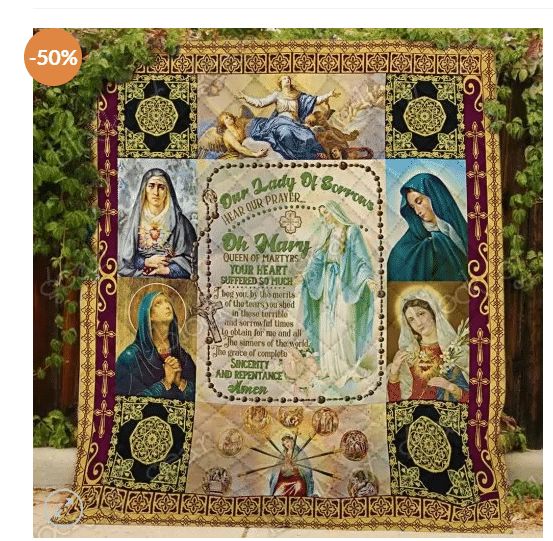 Our Lady Of Sorrows Mother Mary Quilt Blanket Our Lady Of Sorrows Mother Mary Quilt Blanket