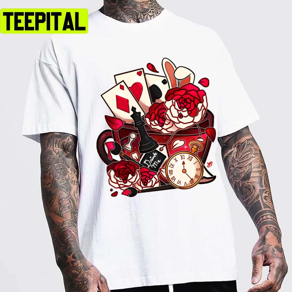 Painted Roses Teacup Alices Adventures In Wonderland Unisex T-Shirt Painted Roses Teacup Alices Adventures In Wonderland Unisex T-Shirt