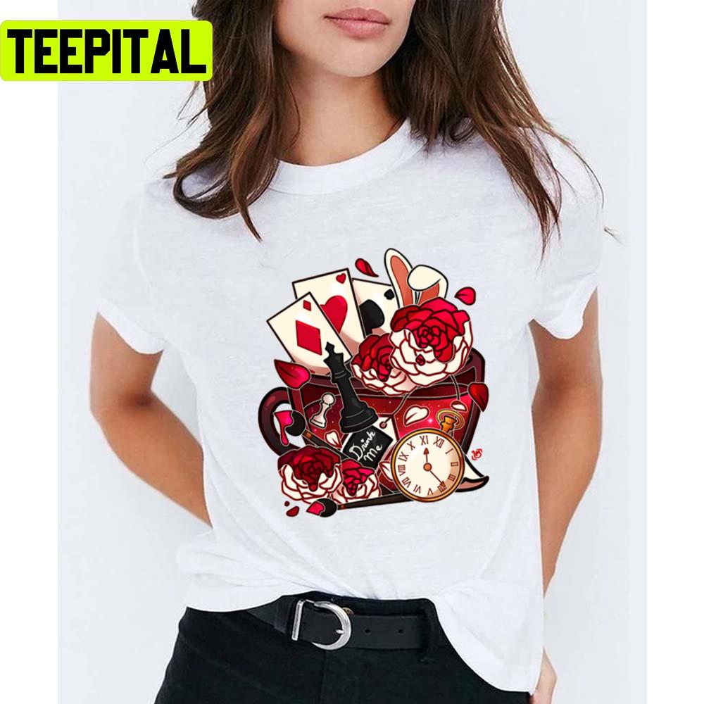 Painted Roses Teacup Alices Adventures In Wonderland Unisex T-Shirt Painted Roses Teacup Alices Adventures In Wonderland Unisex T-Shirt
