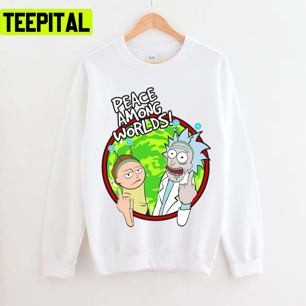 Peace Among Worlds Funny Flipping Middle Finger Shirt Fan Gift Rick And Morty Unisex T-Shirt Peace Among Worlds Funny Flipping Middle Finger Shirt Fan Gift Rick And Morty Unisex T-Shirt