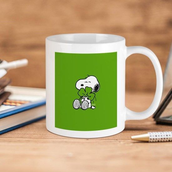 Peanuts Snoopy Shamrock St Patrick's Day Premium Sublime Ceramic Coffee Mug White Peanuts Snoopy Shamrock St Patrick's Day Premium Sublime Ceramic Coffee Mug White
