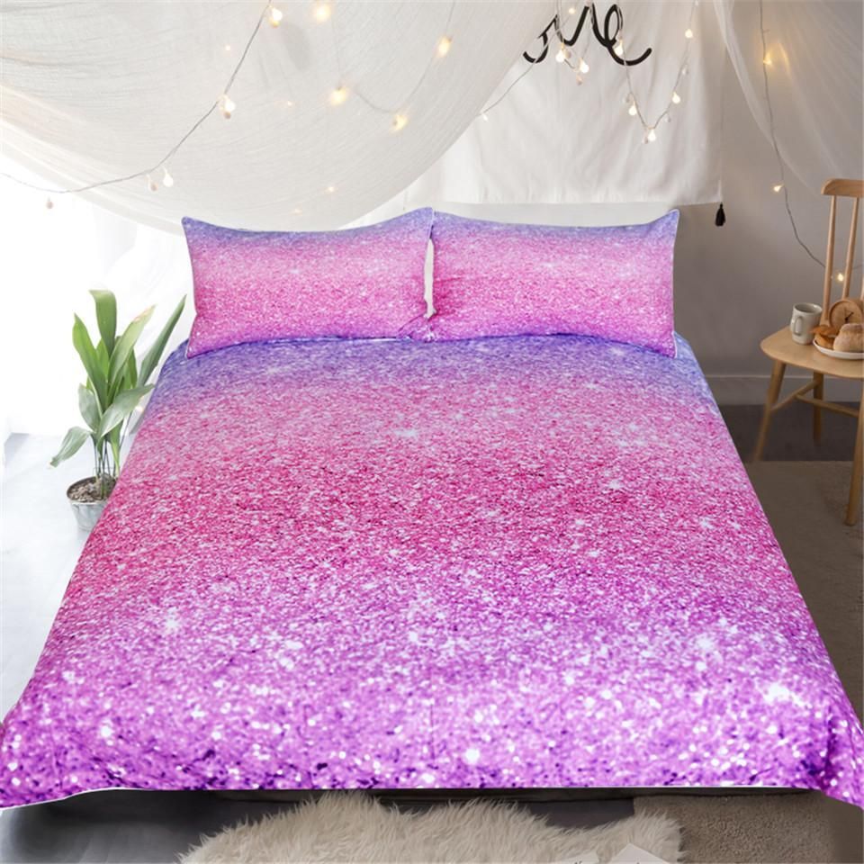 Pink Purple Glittery Cotton Bedding Sets Pink Purple Glittery Cotton Bedding Sets