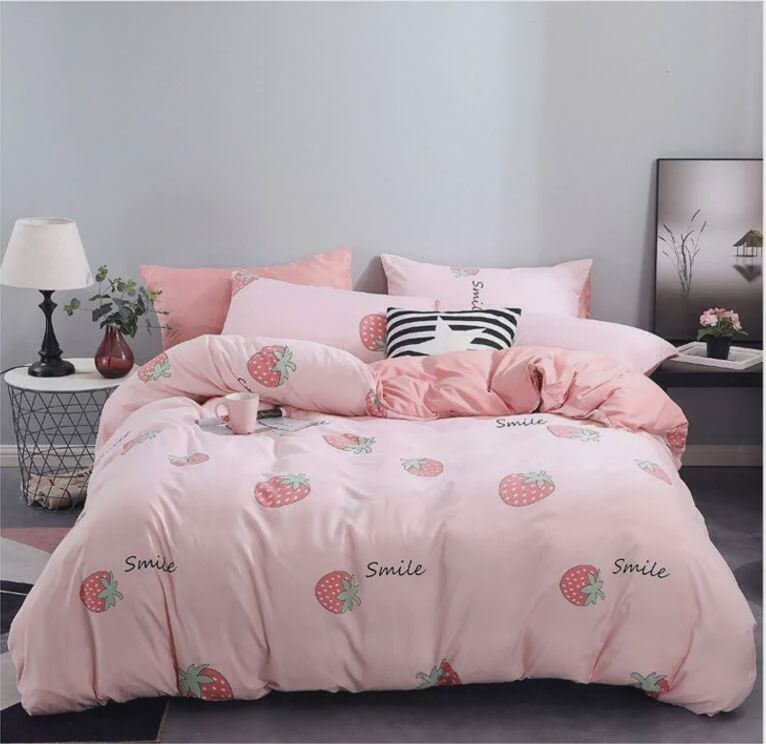 Pink Strawberry Bedding Set Duvet Quilt Cover+sheet+pillow Cases Pink Strawberry Bedding Set Duvet Quilt Cover+sheet+pillow Cases