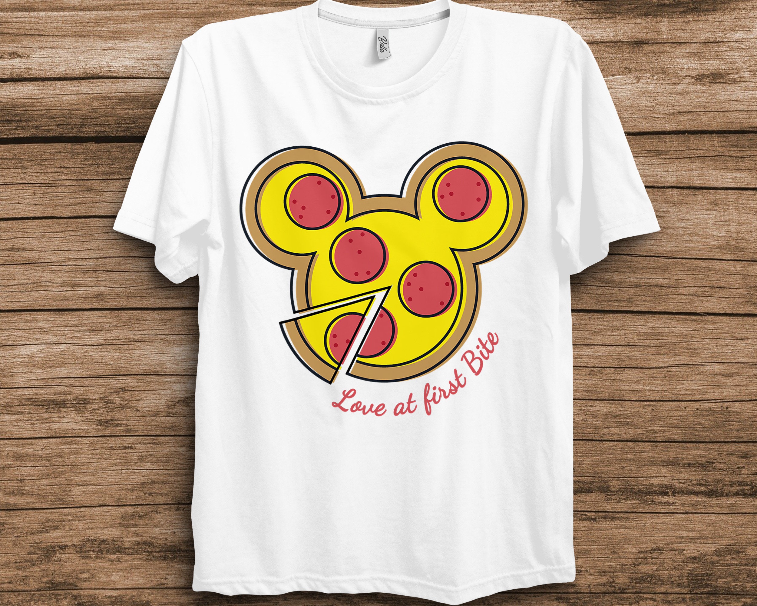 Pizza Mickey Mouse Love At First Bite Disney Unisex T-Shirt Pizza Mickey Mouse Love At First Bite Disney Unisex T-Shirt