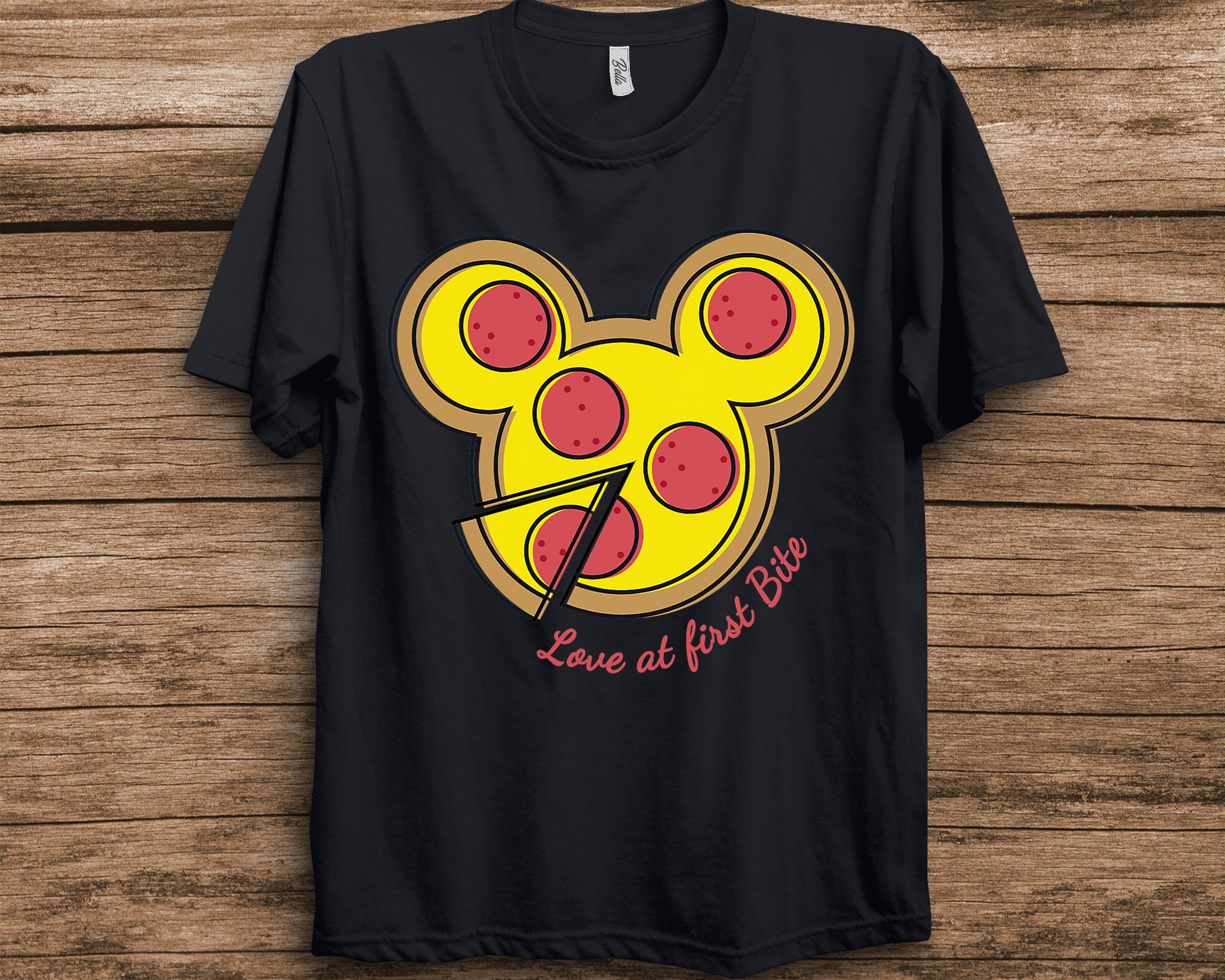 Pizza Mickey Mouse Love At First Bite Disney Unisex T-Shirt Pizza Mickey Mouse Love At First Bite Disney Unisex T-Shirt