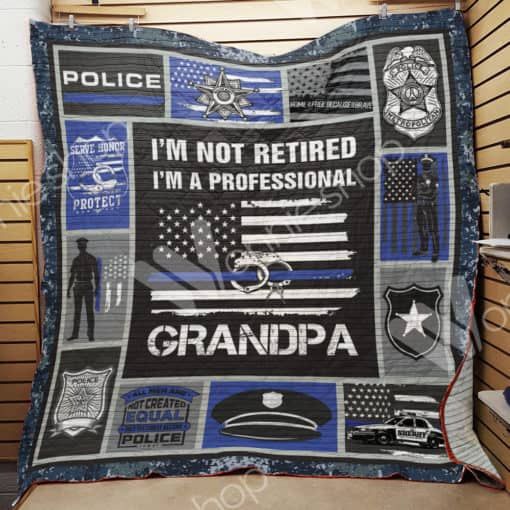 Police Grandpa Quilt Blanket Police Grandpa Quilt Blanket