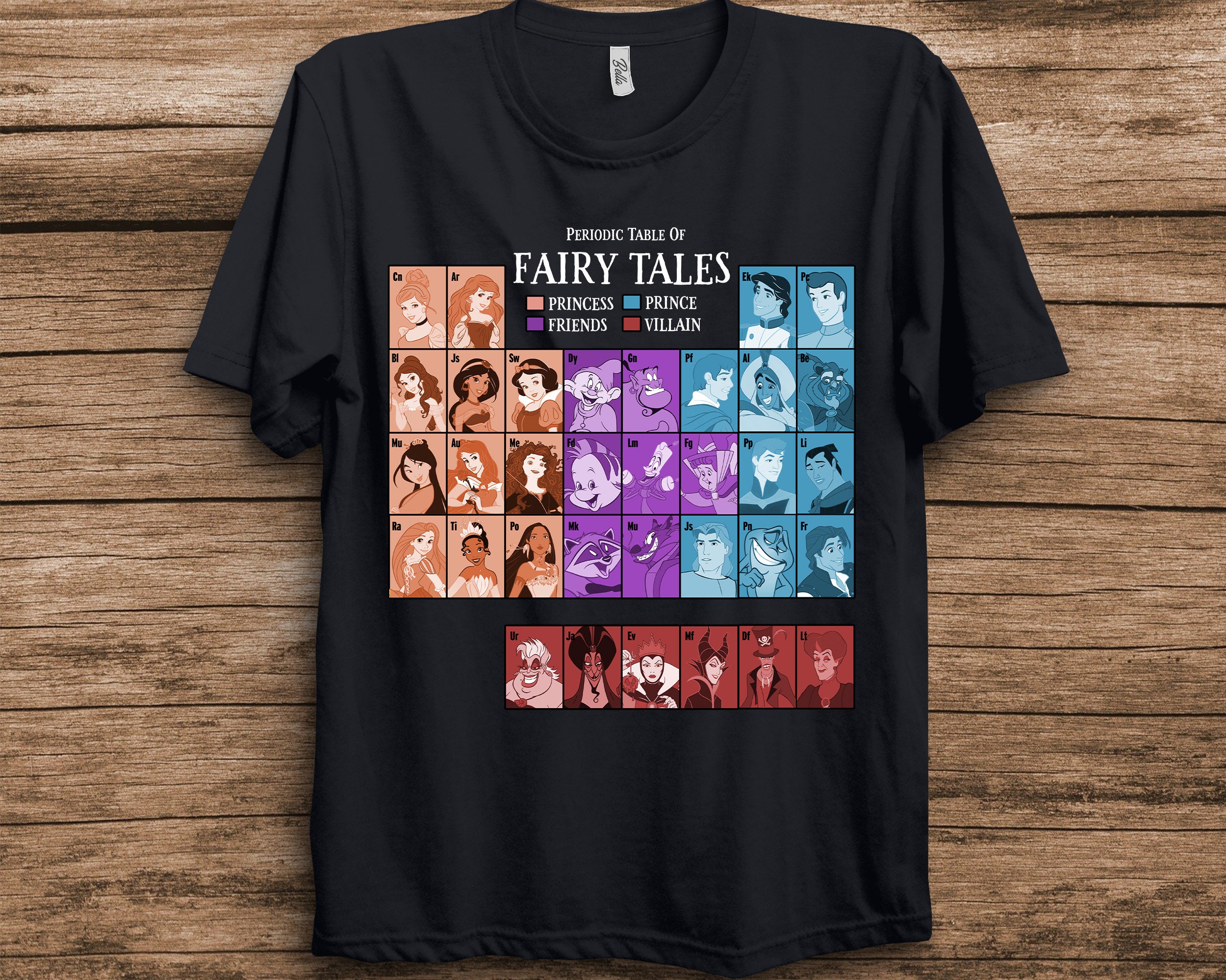 Princess Periodic Table Fairy Tales Disney Unisex T-Shirt Princess Periodic Table Fairy Tales Disney Unisex T-Shirt