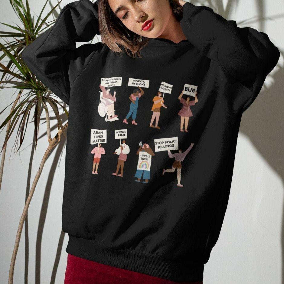 Protest Human Rights Unisex Crewneck Sweatshirt Protest Human Rights Unisex Crewneck Sweatshirt