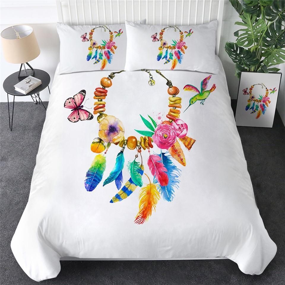 Rainbow Necklace Butterfly Cotton Bedding Sets Rainbow Necklace Butterfly Cotton Bedding Sets