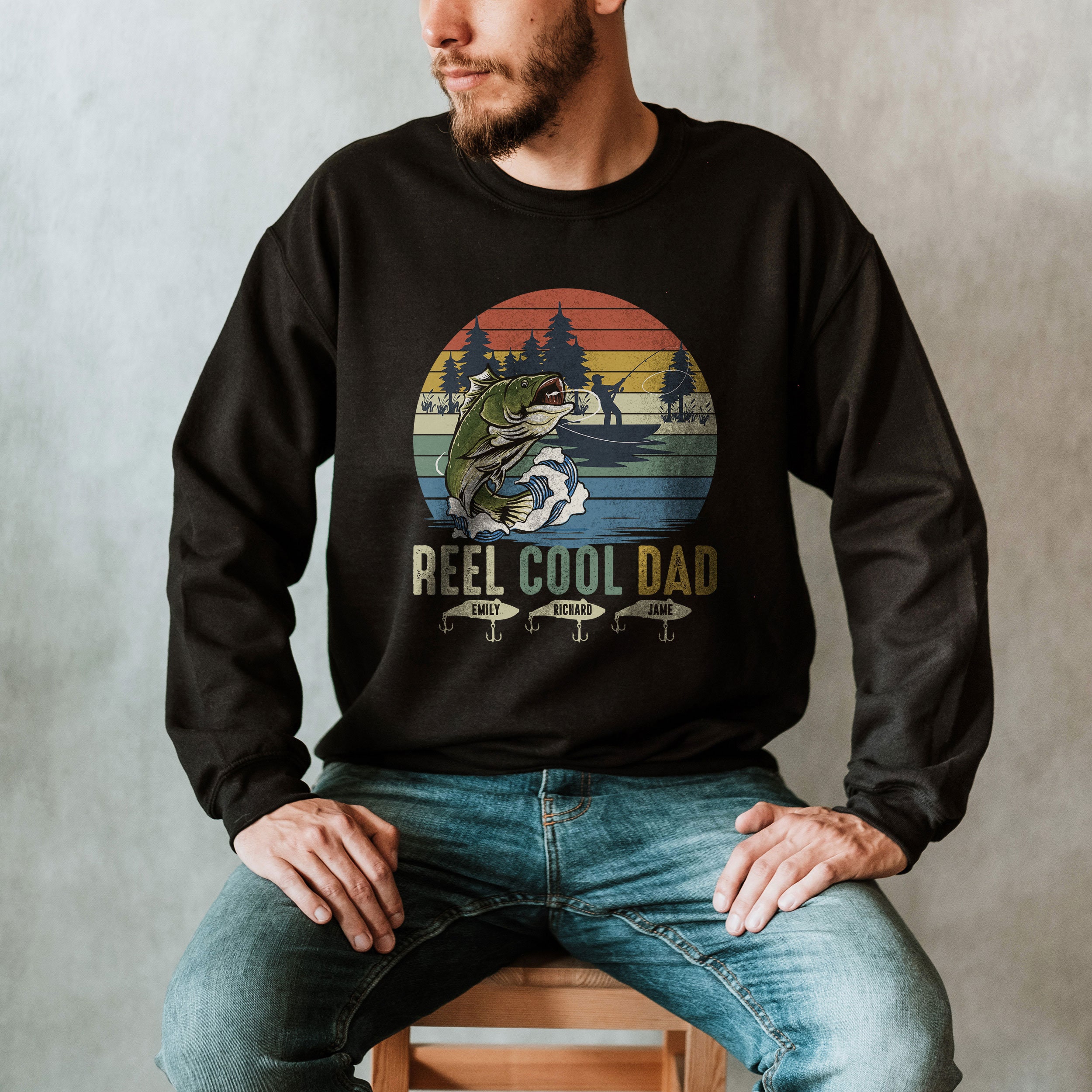 Reel Cool Dad Fishing Bass Fathers Day Personalized Unisex T-Shirt Reel Cool Dad Fishing Bass Fathers Day Personalized Unisex T-Shirt