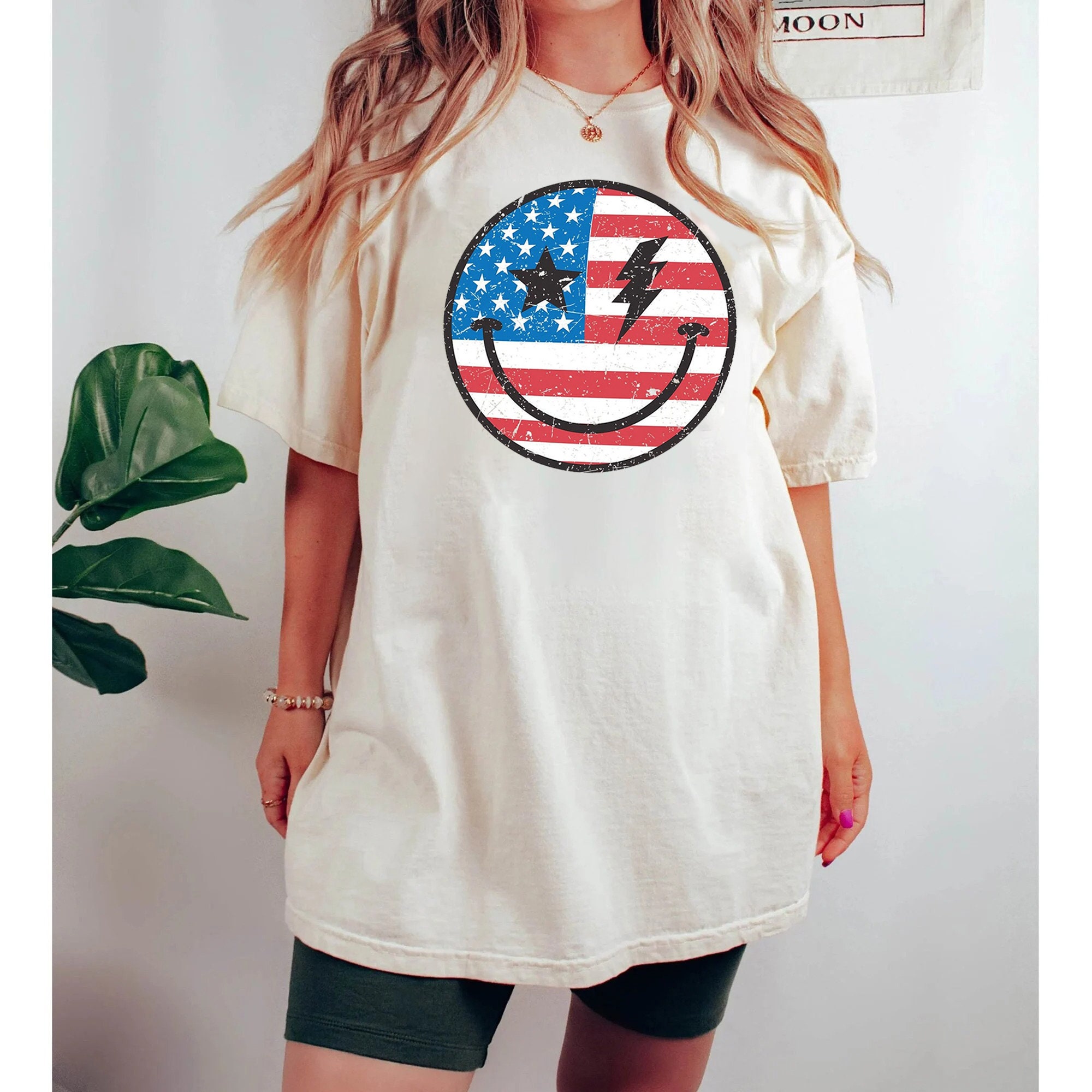 Retro Happy Face Smiley American Flag Usa Unisex T-Shirt Retro Happy Face Smiley American Flag Usa Unisex T-Shirt