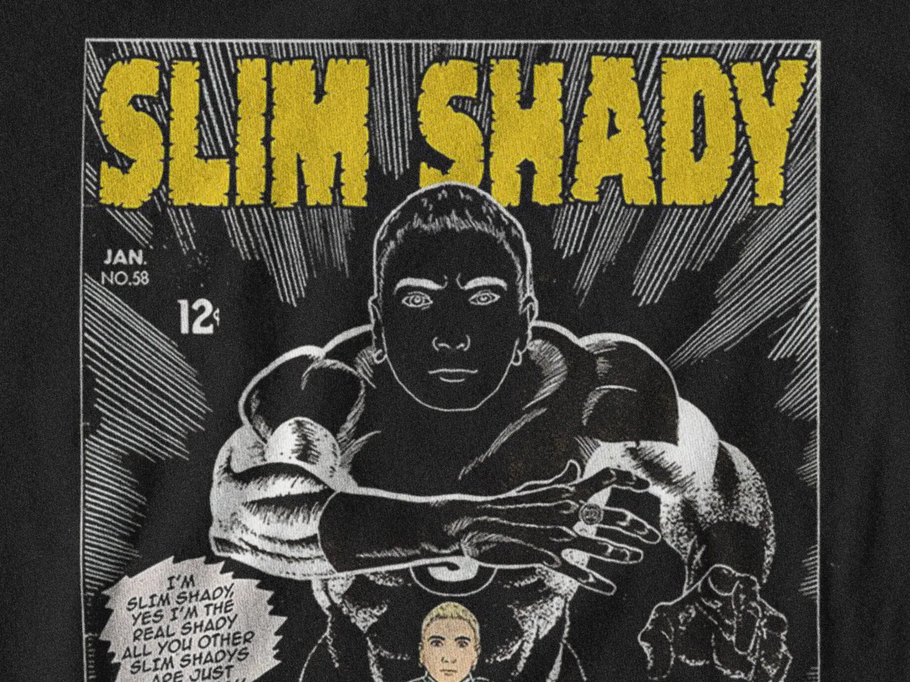 Slim Shady Eminem Inspired Comic Cover Style In Black Unisex T-Shirt Slim Shady Eminem Inspired Comic Cover Style In Black Unisex T-Shirt
