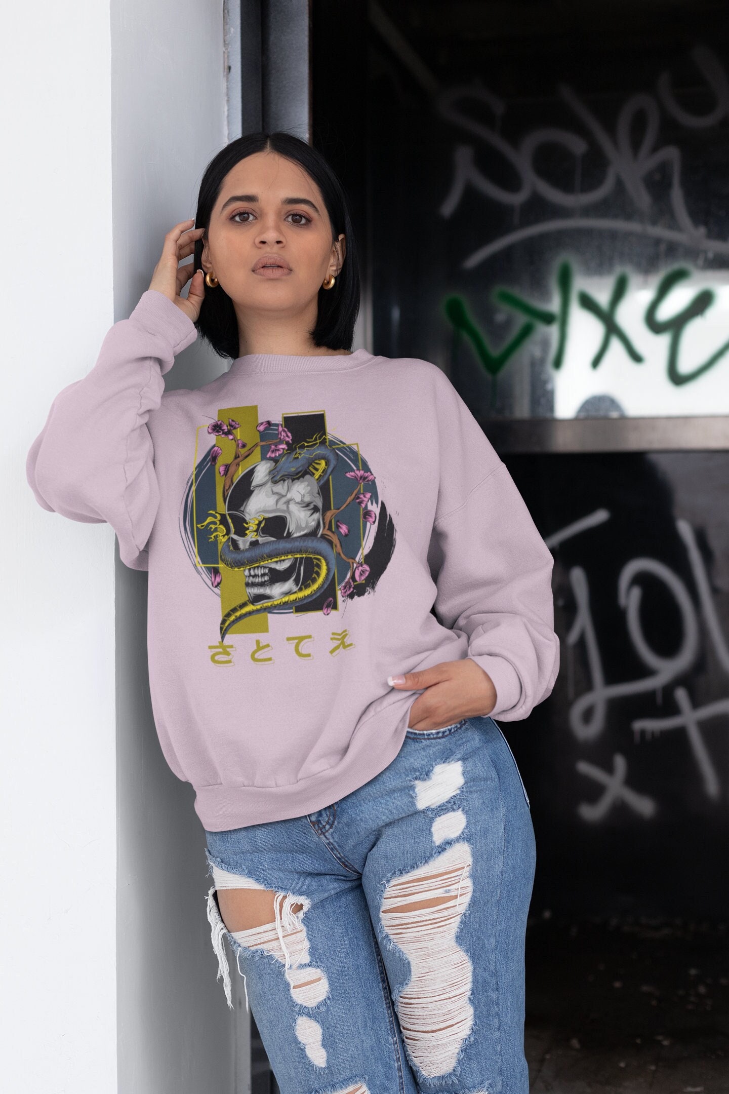 Snake Skull Japanese Art Unisex Sweatshirt Snake Skull Japanese Art Unisex Sweatshirt