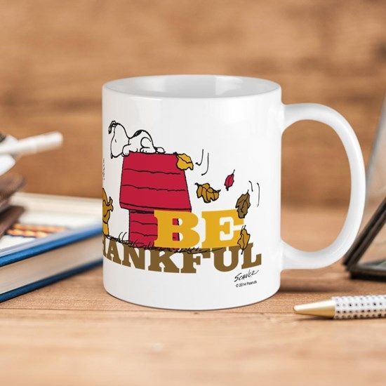 Snoopy Peanut Be Thankful Premium Sublime Ceramic Coffee Mug White Snoopy Peanut Be Thankful Premium Sublime Ceramic Coffee Mug White