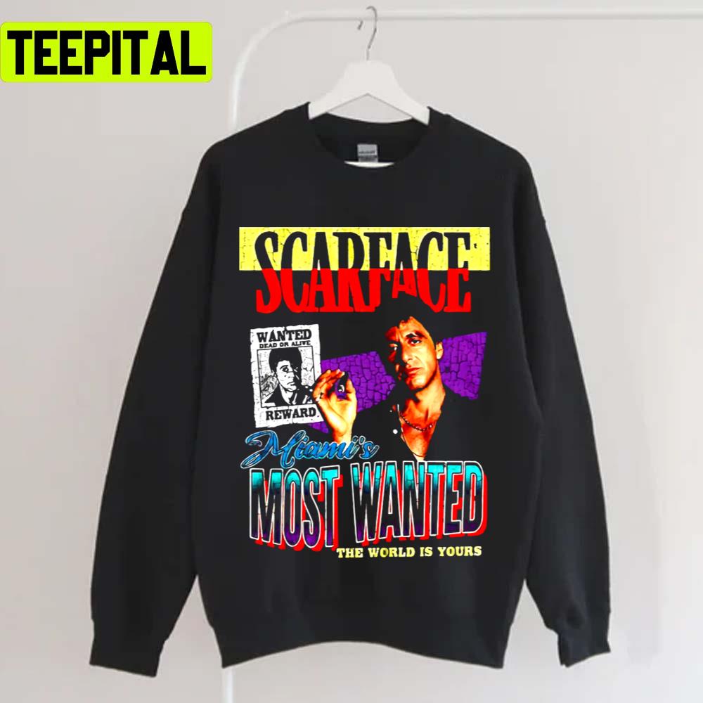 Sárfáe Miami’s Most Wanted The World Is Yours Tony Montana Unisex T-Shirt Sárfáe Miami’s Most Wanted The World Is Yours Tony Montana Unisex T-Shirt