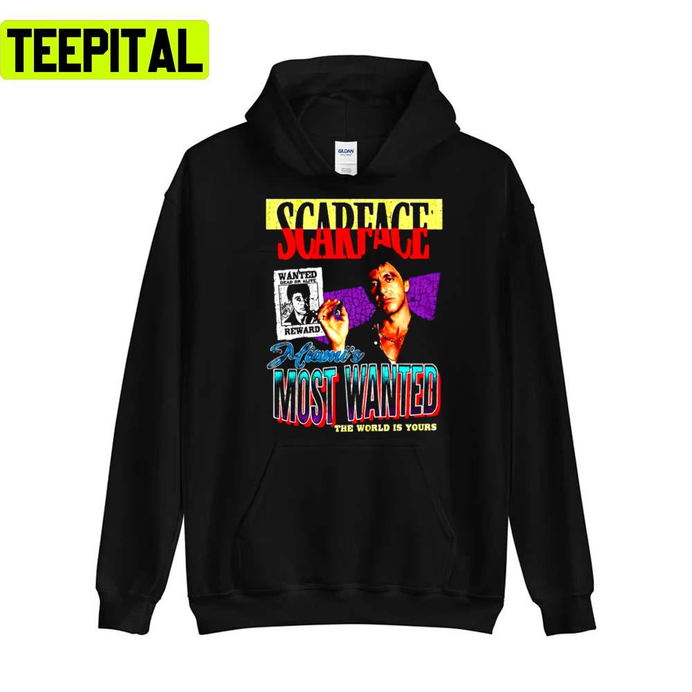 Sárfáe Miami’s Most Wanted The World Is Yours Tony Montana Unisex T-Shirt Sárfáe Miami’s Most Wanted The World Is Yours Tony Montana Unisex T-Shirt