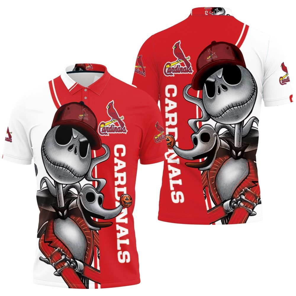 St. Louis Cardinals Jack Skellington And Zero Polo Shirt All Over Print Shirt 3d T-shirt St. Louis Cardinals Jack Skellington And Zero Polo Shirt All Over Print Shirt 3d T-shirt