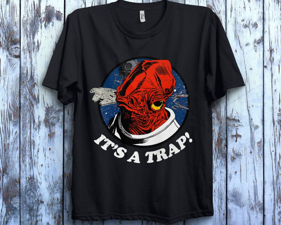 Star Wars Admiral Ackbar Falcon Its A Trap! Graphic T-Shirt Star Wars Admiral Ackbar Falcon Its A Trap! Graphic T-Shirt
