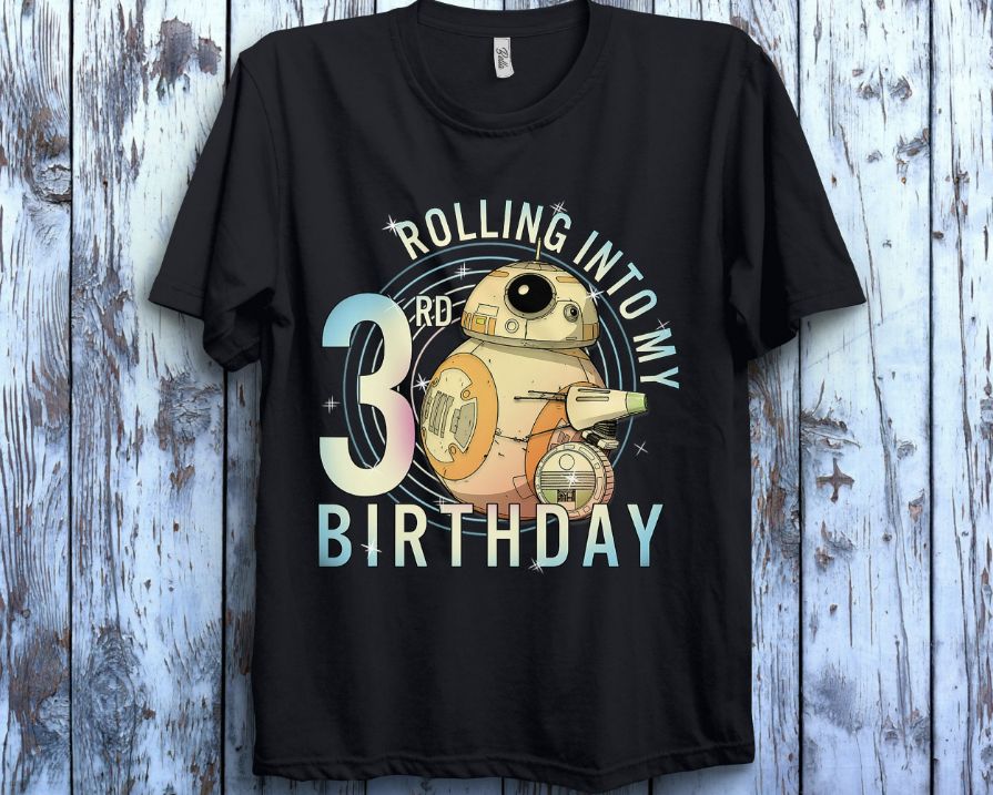 Star Wars BB-8 D-O Rolling Into My 3rd Birthday T-Shirt Star Wars BB-8 D-O Rolling Into My 3rd Birthday T-Shirt