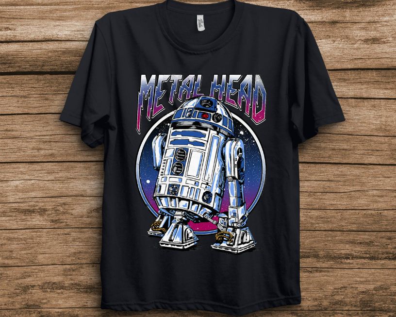Star Wars R2D2 Metal Head Vintage Graphic T-Shirt Star Wars R2D2 Metal Head Vintage Graphic T-Shirt
