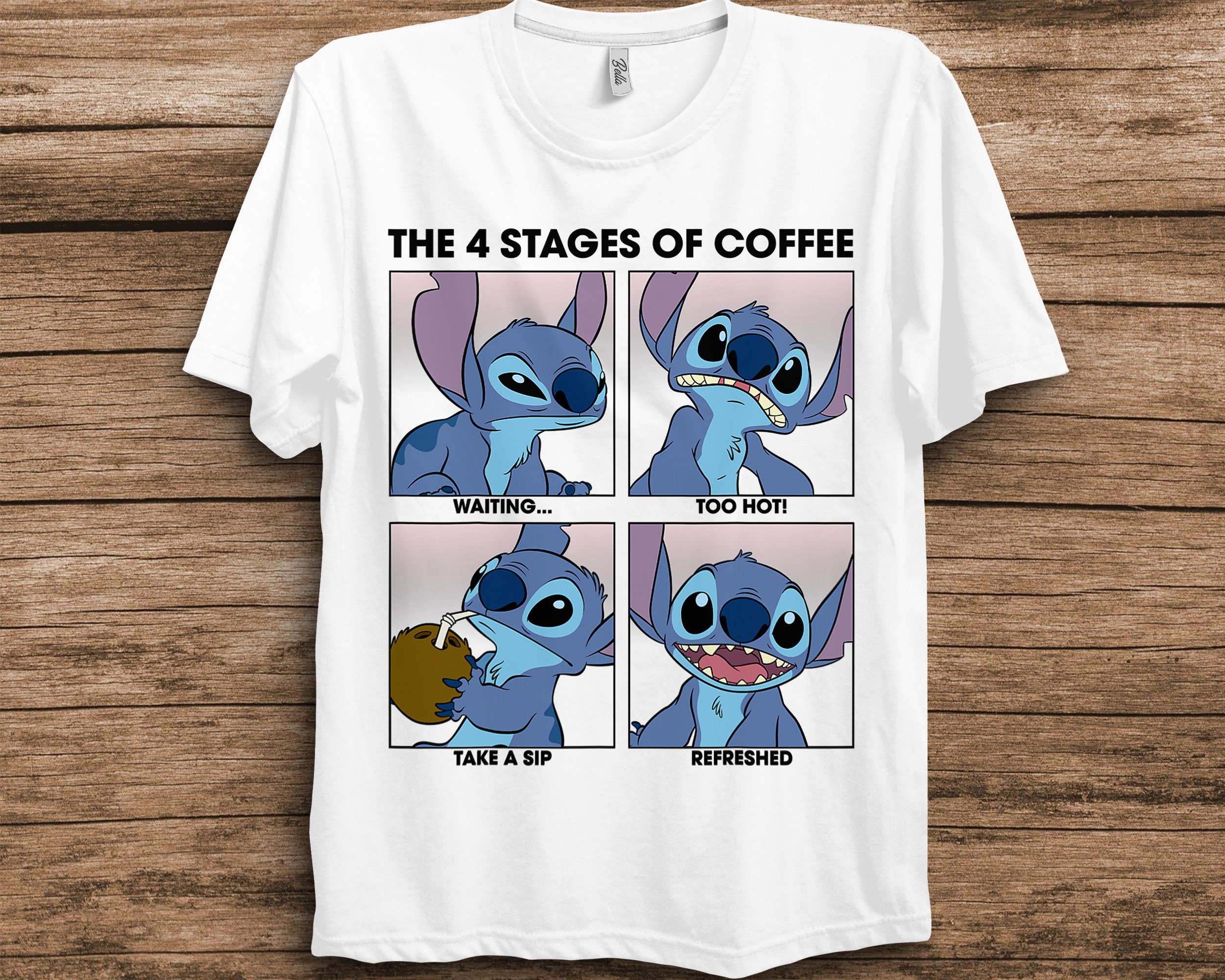 Stitch Lilo And Stitch 4 Stages Of Coffee Stitch Moods Disney Unisex T-Shirt Stitch Lilo And Stitch 4 Stages Of Coffee Stitch Moods Disney Unisex T-Shirt