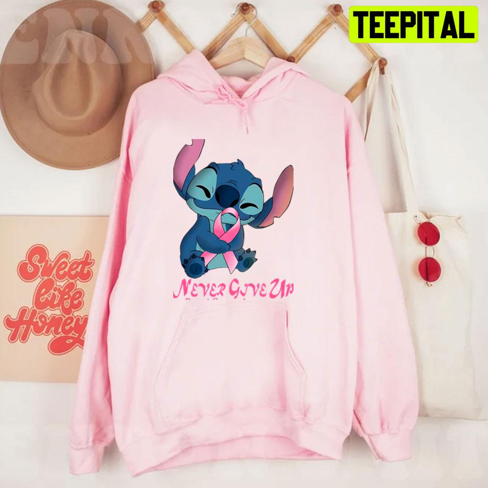 Stitch Never Give Up Breast Cancer Awareness Unisex T-Shirt Stitch Never Give Up Breast Cancer Awareness Unisex T-Shirt