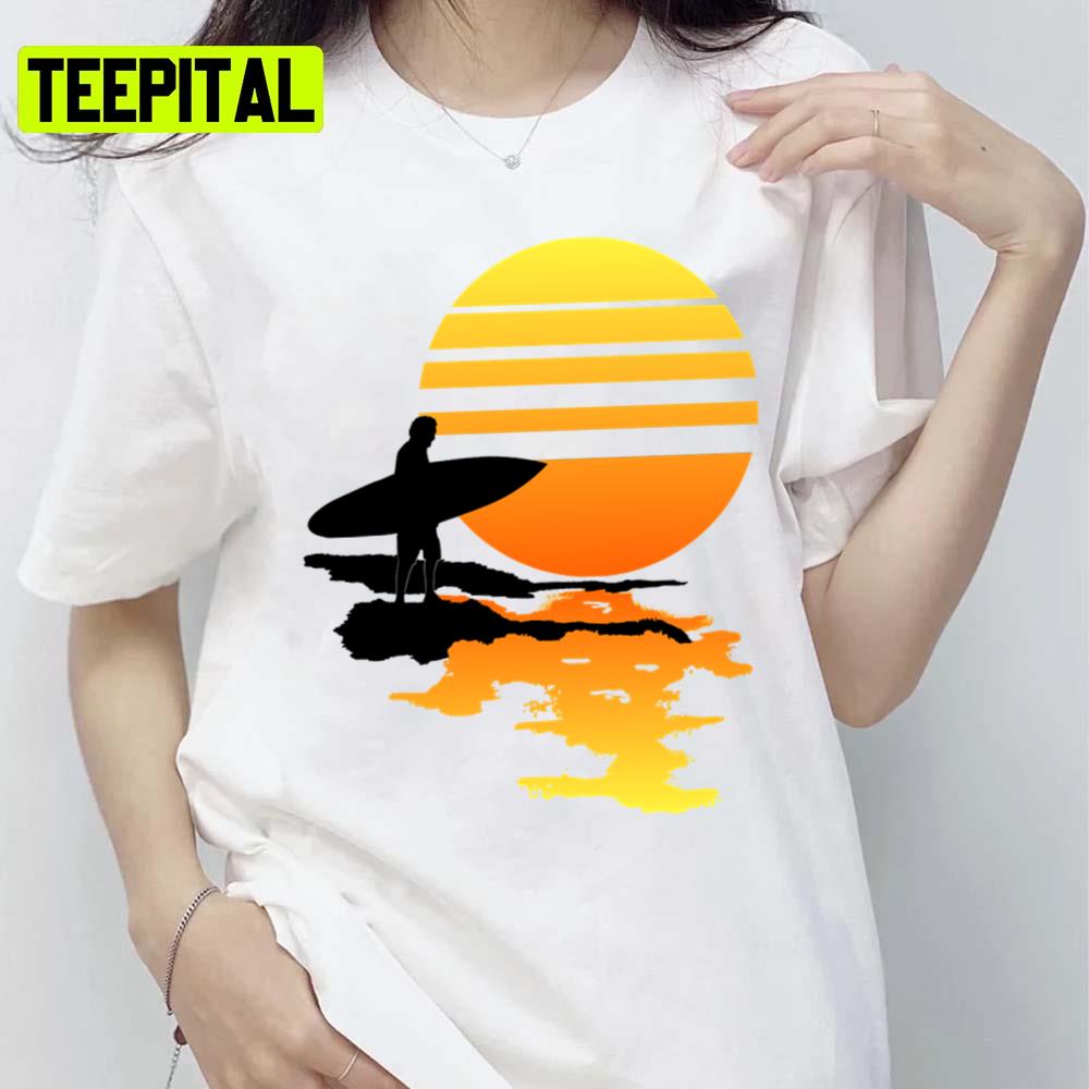 Surfing Sunrise Colorful Design Unisex T-Shirt Surfing Sunrise Colorful Design Unisex T-Shirt