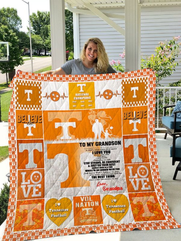 Tennessee Volunteers - To My Grandson - Love Grandpa Quilt Tennessee Volunteers - To My Grandson - Love Grandpa Quilt