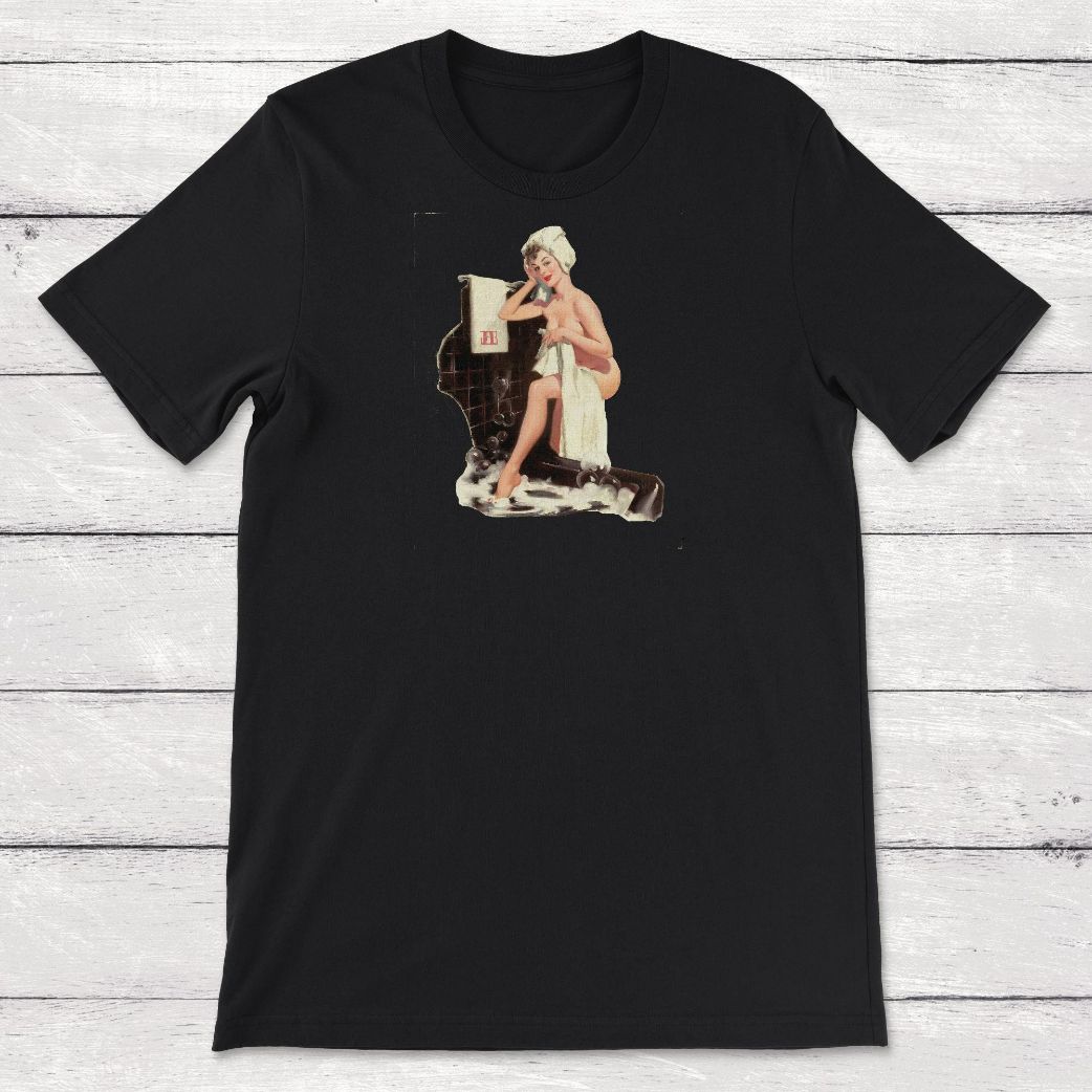 Vintage Pinup Girl Clipart Bath Time Unisex T-Shirt Vintage Pinup Girl Clipart Bath Time Unisex T-Shirt