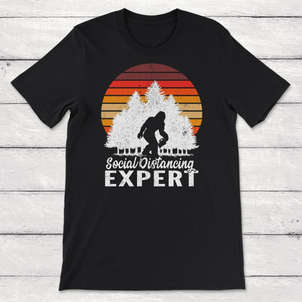 Vintage Sunrise Retro Sunset Bigfoot Social Distancing Expert Unisex T-Shirt Vintage Sunrise Retro Sunset Bigfoot Social Distancing Expert Unisex T-Shirt