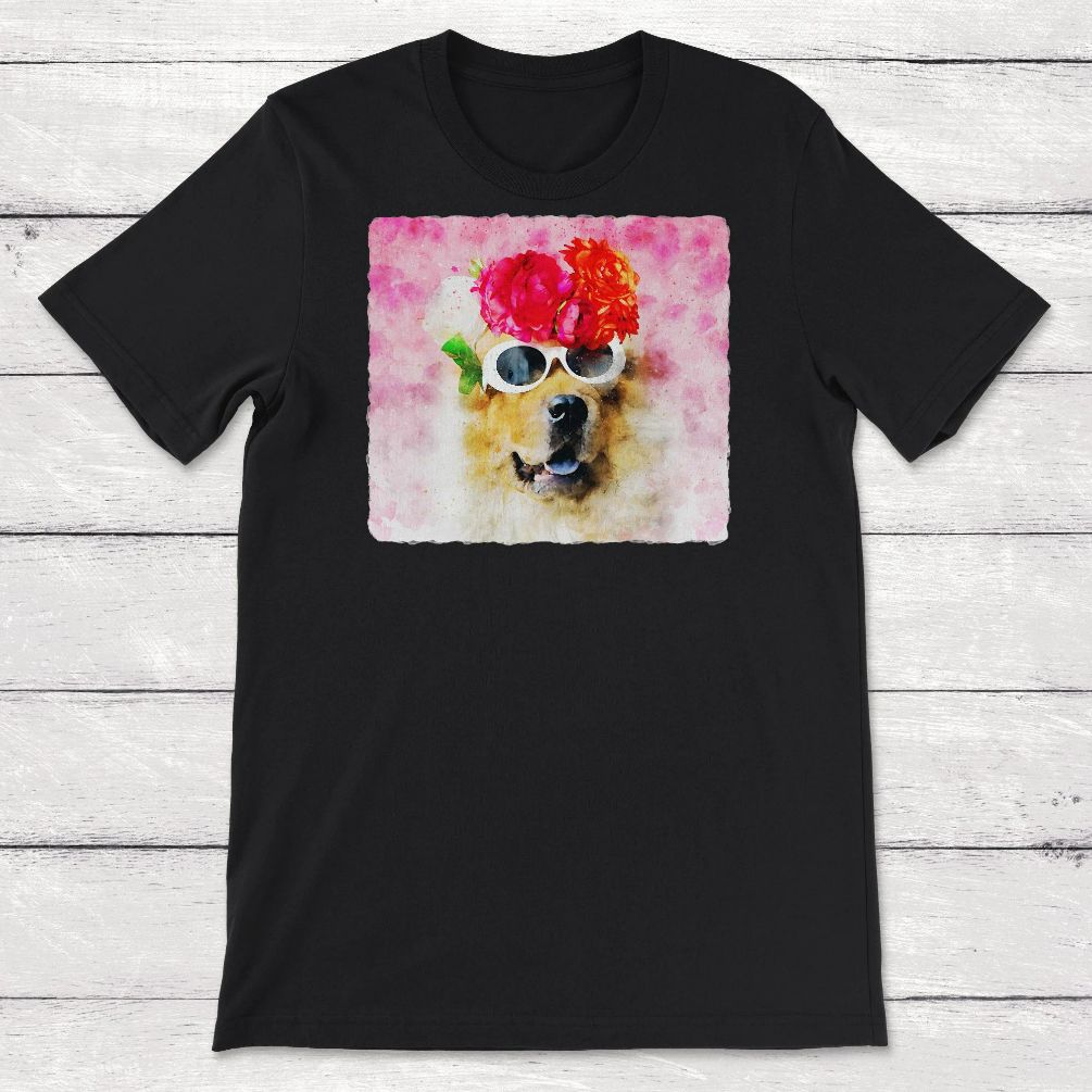 Watercolor Labrador Floral Dog with Sunglasses Unisex T-Shirt Watercolor Labrador Floral Dog with Sunglasses Unisex T-Shirt