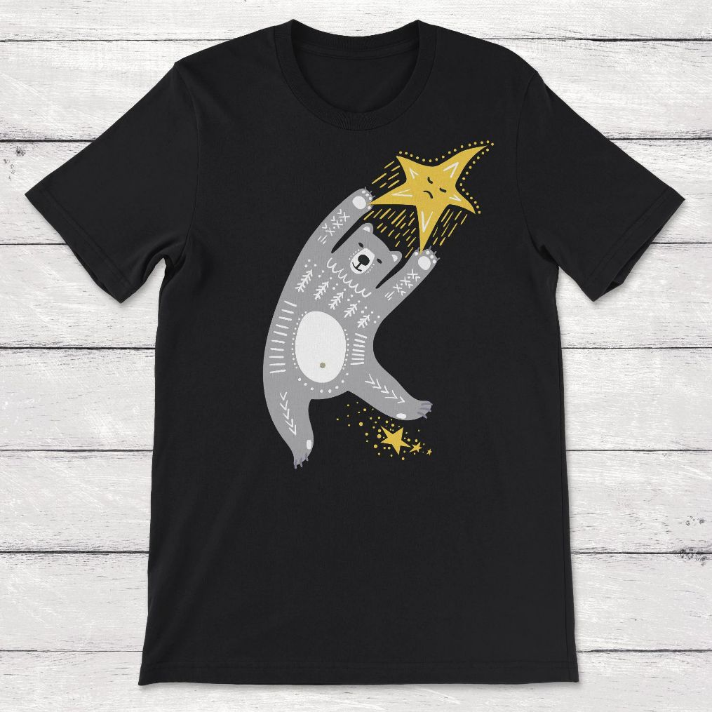 Whimsical Bear Hanging From a Star Unisex T-Shirt Whimsical Bear Hanging From a Star Unisex T-Shirt