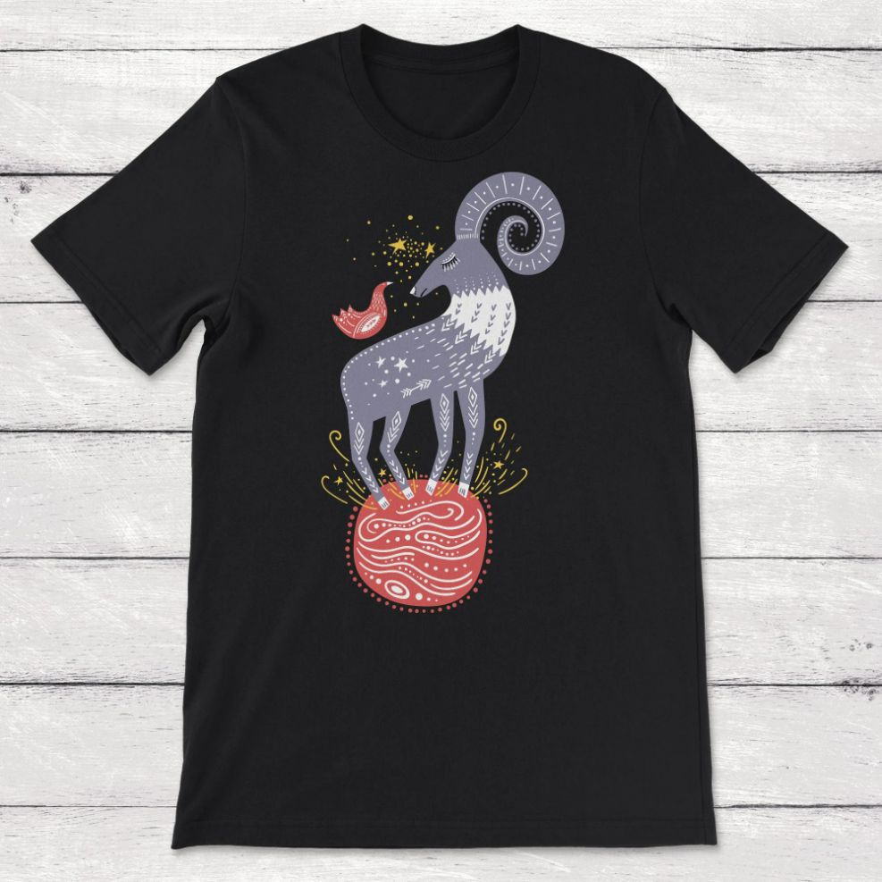 Whimsical Ram Mountain Goat Art Unisex T-Shirt Whimsical Ram Mountain Goat Art Unisex T-Shirt