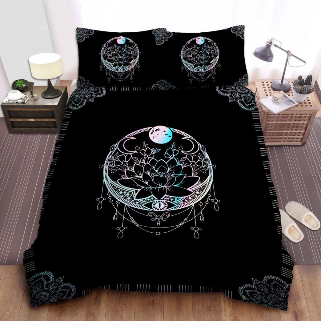 Witch Mandala Lotus Cotton Bedding Sets Perfect Gifts For Wicca Lover Gifts For Birthday Christmas Witch Mandala Lotus Cotton Bedding Sets Perfect Gifts For Wicca Lover Gifts For Birthday Christmas