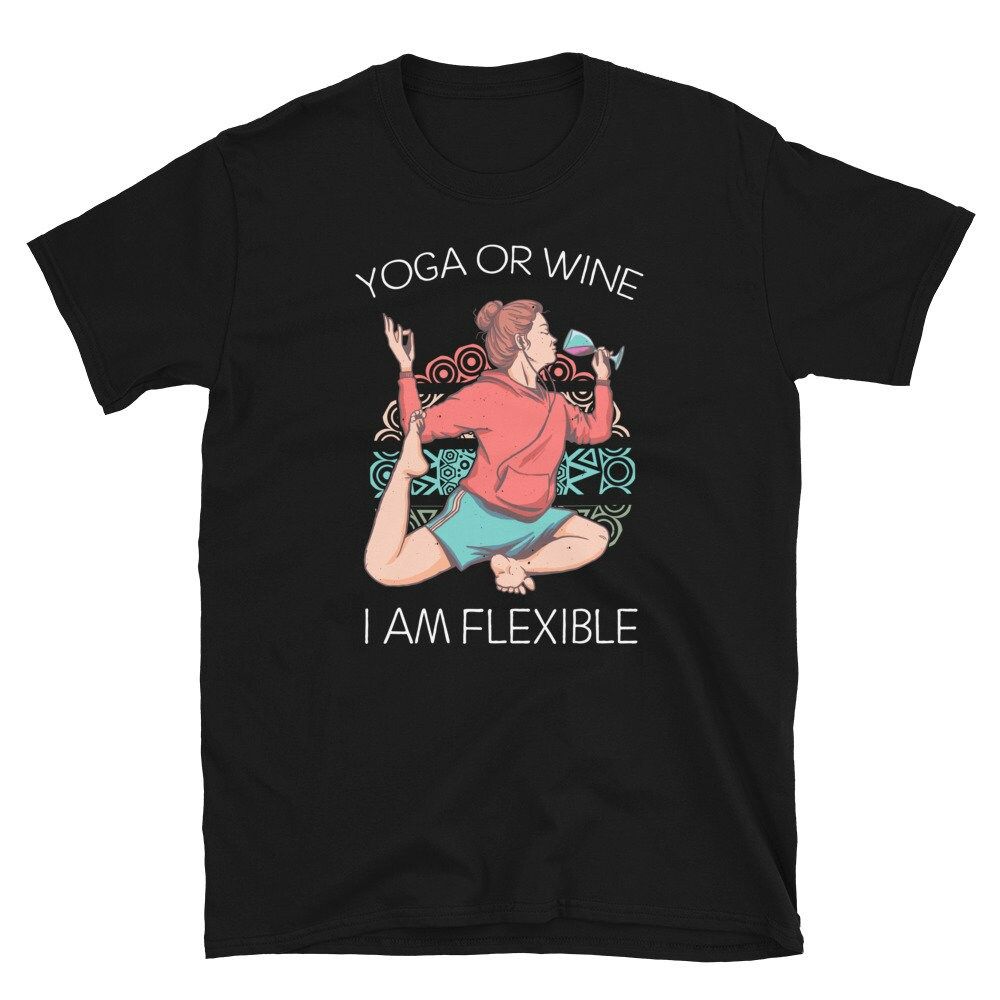 Yoga or Wine Quote Mandala Seated Asana Pose T-Shirt Yoga or Wine Quote Mandala Seated Asana Pose T-Shirt