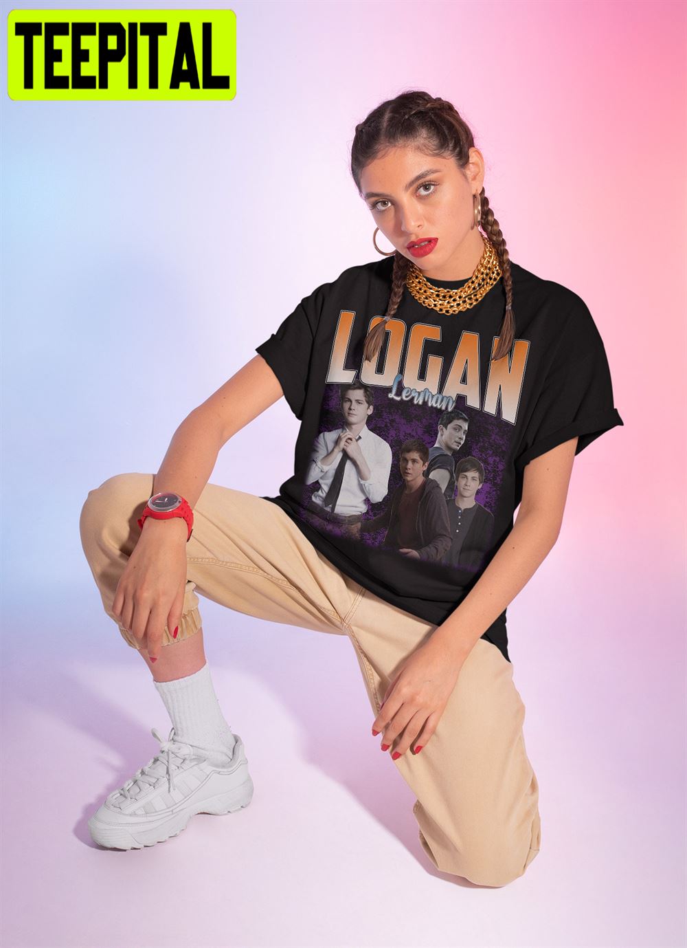 90's Vintage Art Logan Lerman Unisex T-Shirt 90's Vintage Art Logan Lerman Unisex T-Shirt