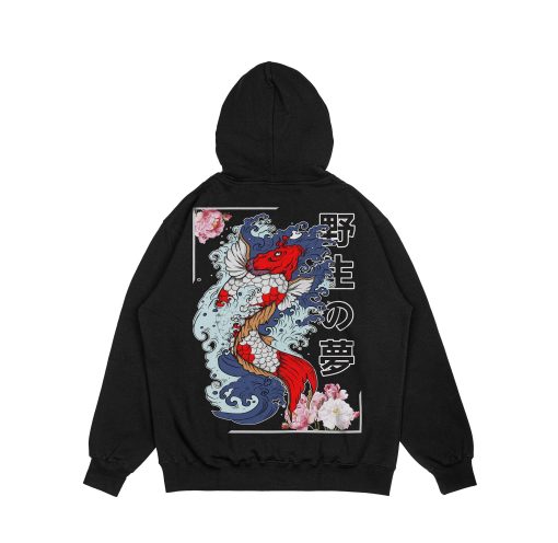Aesthetic Koi Fish Japanese Harajuku Graphic Pullover Hoodie