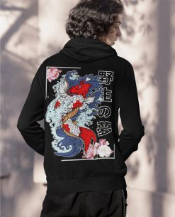 Aesthetic Koi Fish Japanese Harajuku Graphic Pullover Hoodie