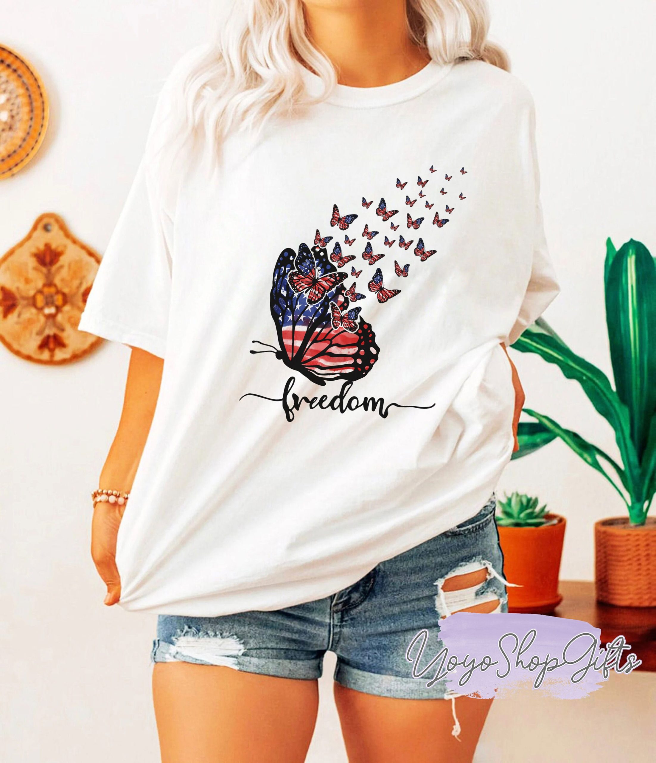 America Freedom Butterfly 4th Of July Unisex T-Shirt America Freedom Butterfly 4th Of July Unisex T-Shirt