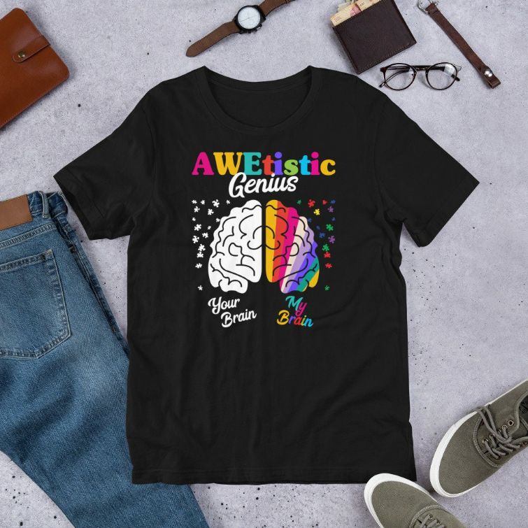 Awetistic Genius Your Brain My Brain Autism Awareness Short-Sleeve Unisex T-Shirt Awetistic Genius Your Brain My Brain Autism Awareness Short-Sleeve Unisex T-Shirt