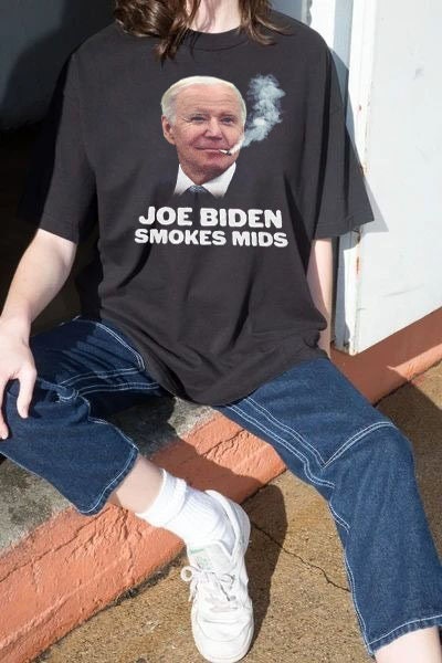 Biden Smokes Mids Funny Parody Unisex T-Shirt Biden Smokes Mids Funny Parody Unisex T-Shirt